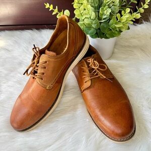 Vostey Tan Brown Leather Oxfords Business Casual Dress Shoes for Men Size US9